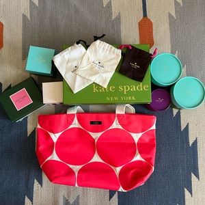 Kate Spade Polka Dot Tote bag & a variety of Kate Spade accessory boxes & bags